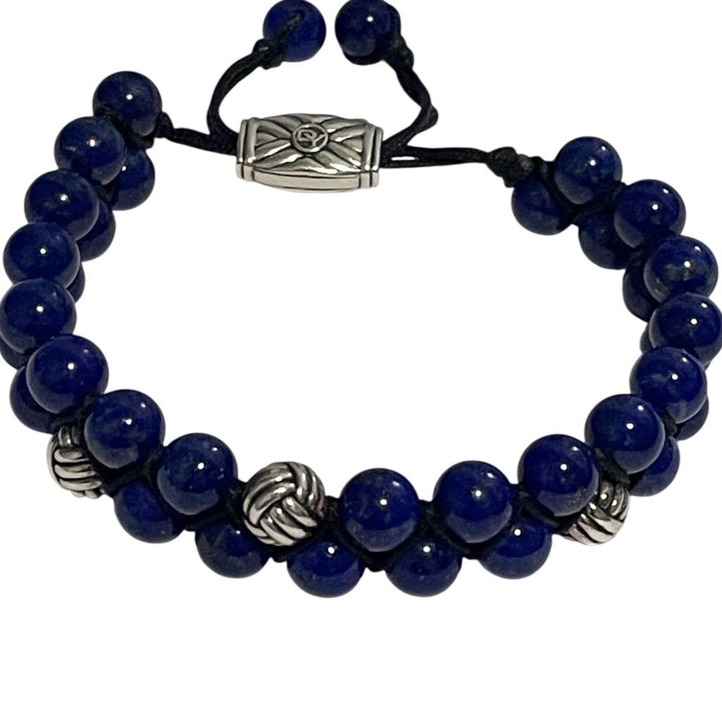 David Yurman Spiritual Bead Bracelet Lapis Lazuli Sterling Silver Unisex